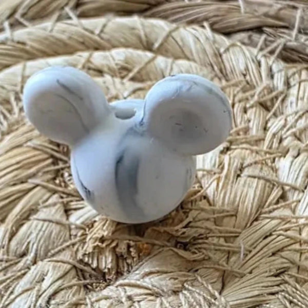 perle en silicone en forme tete mickey en couleur marbé