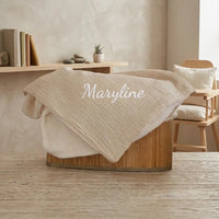 plaid bebe polaire creme en gaze de coton