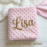 plaid naissance personnalisable rose modèle lisa 