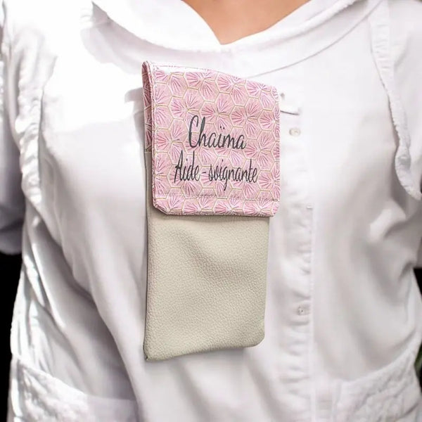 pochette pour infirmière aimantée personnalisé pour le personnel de santé motif hexagone
