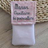Pochette infirmière aimantée personnalisée au motif rose liberty, organisateur de poche pour stylo infirmière et matériel médical pour blouse."