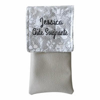 pochette infirmière aimantée aide soignant gris floral 