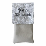 pochette infirmière aimantée aide soignant gris floral 
