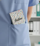 pochette infirmière en liberty bleu rose 