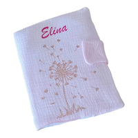 housse carnet de santé personnalisable rose pale motif arbre a coeur paillette