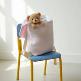 Sac a dos maternelle fille ouvert rose avec oreille de lapin de couleur rose en gaz de coton