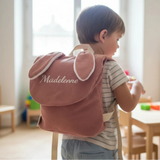 sac a dos fille maternelle personnalisable en velours pour enfant en velours de couleur vieux rose 