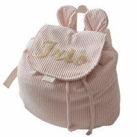 sac à dos personnalisable en velours rose pour enfant maternelle