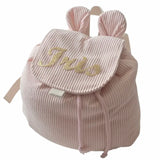 sac à dos personnalisable en velours rose pour enfant maternelle