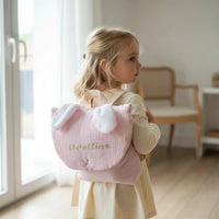 Sac à dos maternelle avec oreille de lapin de couleur rose en gaz de coton