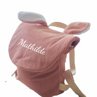 sac à dos en velours pour enfant en velours de couleur vieux rose 