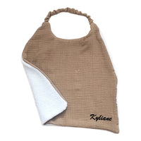 serviette elastique cantine marron avec prénom 