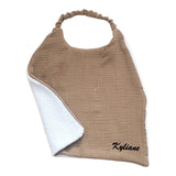serviette elastique cantine marron avec prénom 