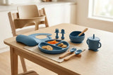 set de table enfants silicone bleu pétrol
