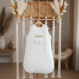 turbulette bebe personnalisé blanche en minky